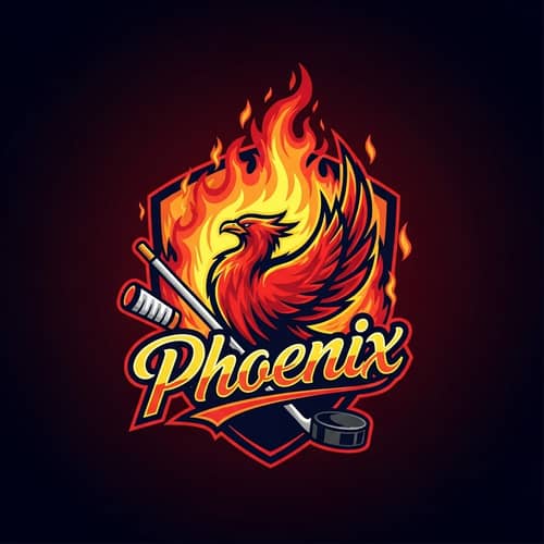 Phoenix Hockey Team Emblem | Fiery Rising Phoenix Design
