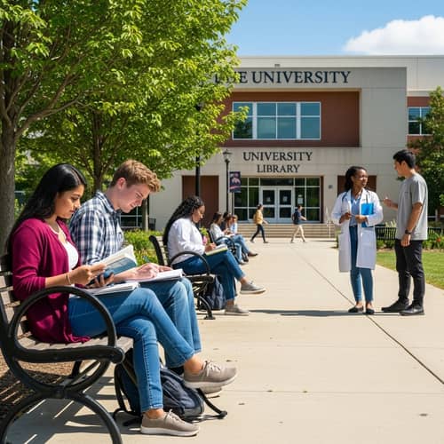 Diverse Mix of Students on a Lively University Campus