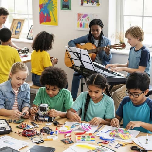 Diverse After-School Club Programs: STEM, Arts, Music