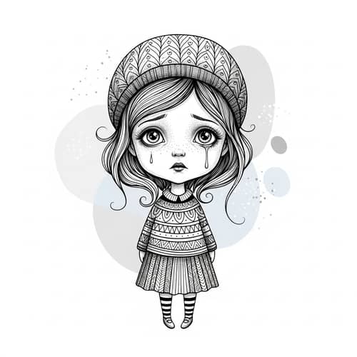 Scandi Style Illustration: Melancholy Girl with Enchantment