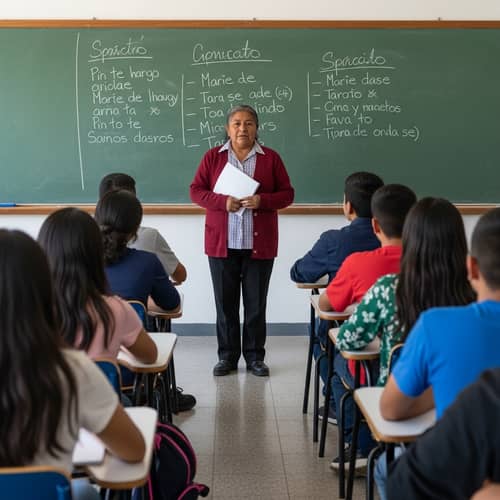 Experienced Spanish Teacher Creating Engaging Learning Environment in Mexico Classroom