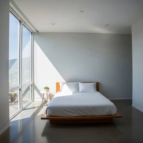 Contemporary Minimalist Bedroom Design with Fresh White Bedclothes