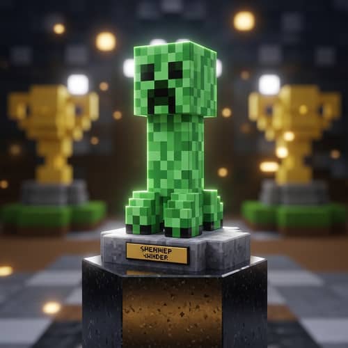 Pixel-Art Creeper Trophy - Unique Block Game Collectible