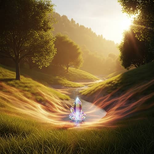 Tranquil Landscape Bathed in Golden Light | Healing Energy