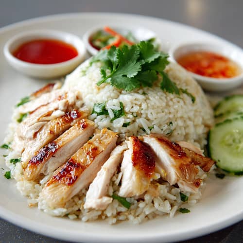 Delicious Chicken Rice - Iconic Singaporean Dish Delicious Chicken Rice - Iconic Singaporean Dish
