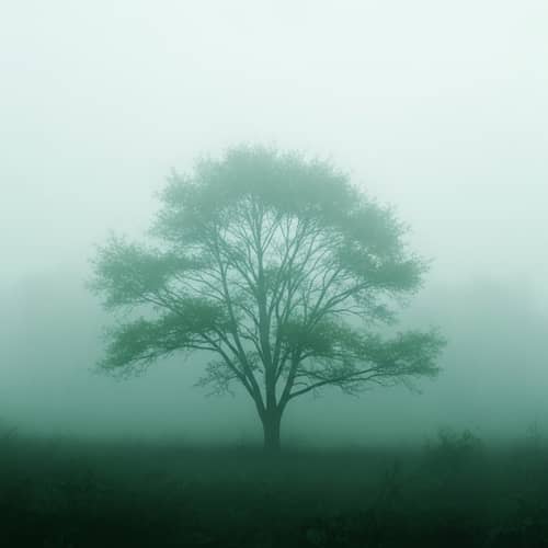 Tranquil Tree in Misty Forest - Capturing the Essence of Nature