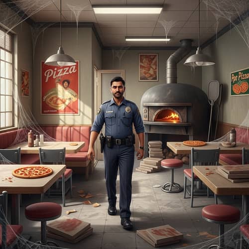 Brave Security Guard in Abandoned Pizzeria