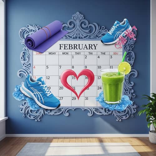 Tranquil Wellness in February: Symbols and Serenity Calendar