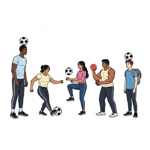 Diverse group showcasing unique ball skills