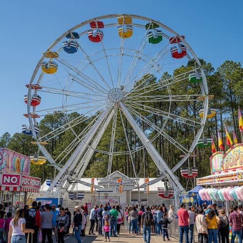 Vibrant Ferris Wheel at Amusement Park: Joyful Spectacle