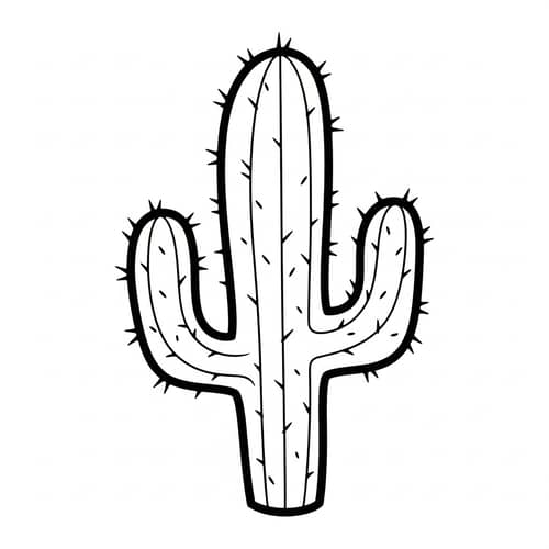 Simple Cactus Coloring Page for 2-Year-Olds