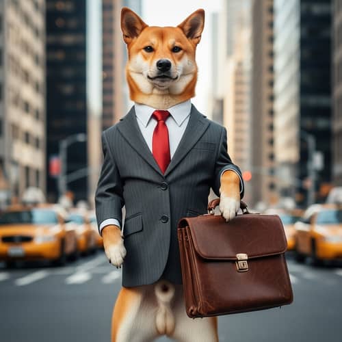 Orange Dog Business Suit & Briefcase