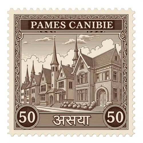 Traditional Architecture Stamp | Country Name Vintage Design