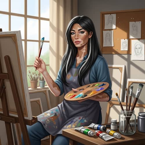 25-Year-Old Caucasian Woman with Vitiligo | Professional Painter