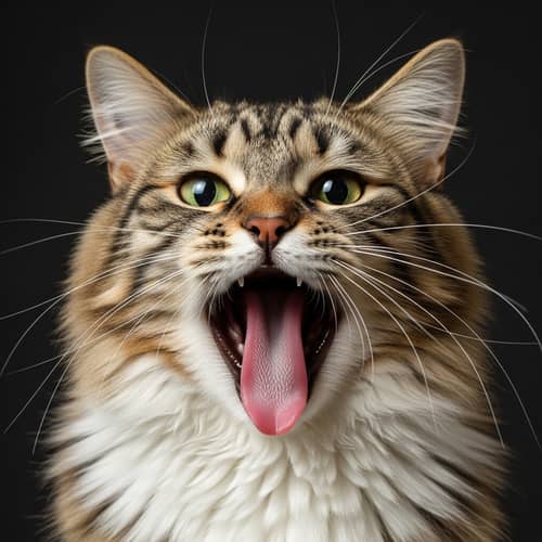 Fluffy Cat Panting Like a Dog: Adorable Close-Up