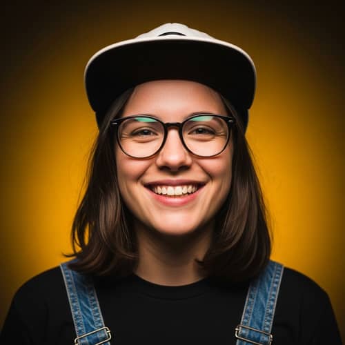 Cheerful Individual Portrait in Vibrant Yellow Background