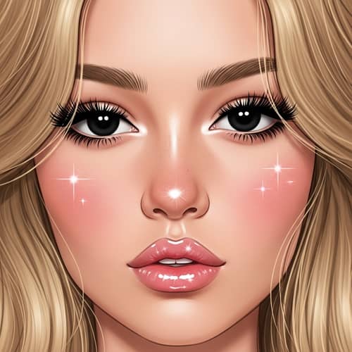 Detailed Portrait of Face with Long Blonde Wavy Hair