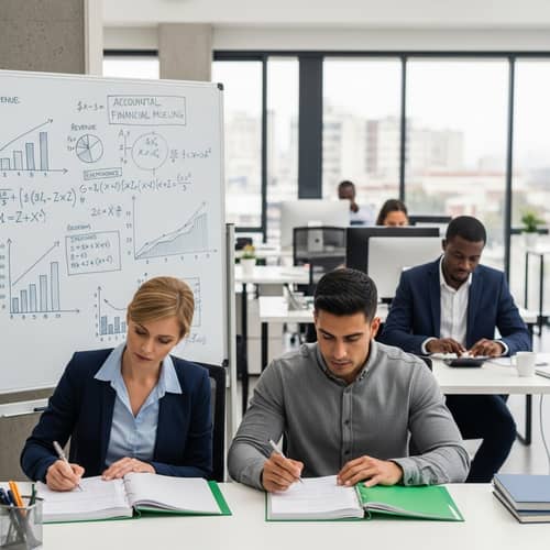 Professional Business Office Accounting Scene with Diverse Team