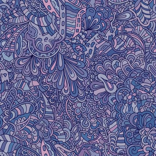 Intricate and Elaborate Geometric Doodle Art in Blues and Purples
