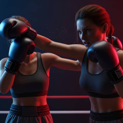Real-World 3D Female Boxing: Intense Moments & Dedicated Training