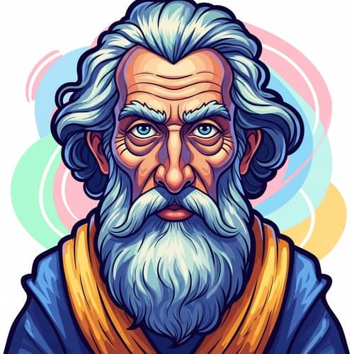 Philosopher Cartoon Illustration | Wise & Vibrant Character
