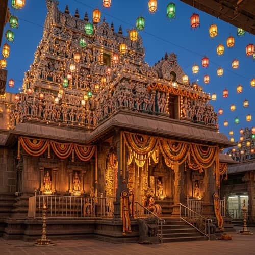 Traditional Indian Festival Temple with Intricate Carvings