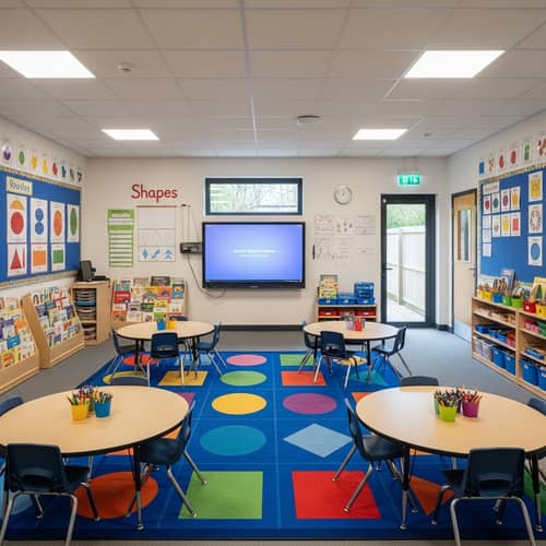 Modern Classroom with Vibrant Decor | Education & Collaboration