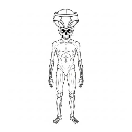 Humorous Adult Coloring Page: Skull Wearing Panties