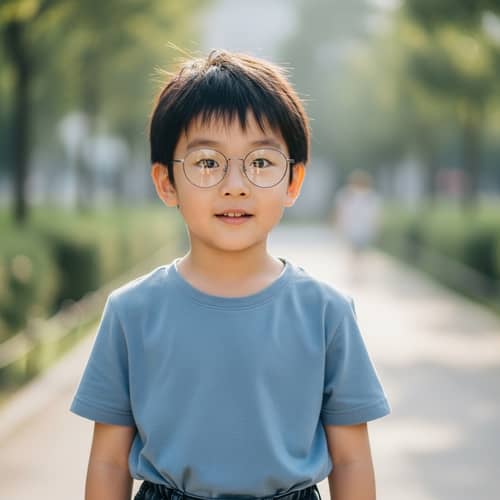 Young Asian Boy with Round Glasses | Confident East Asian Child