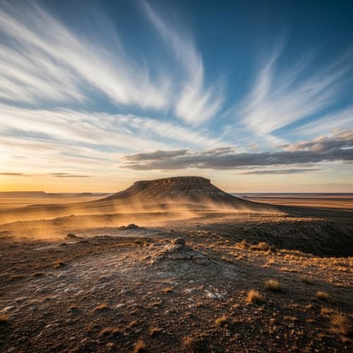 Tranquil Sunrise Plateau with Dynamic Cloud Movements