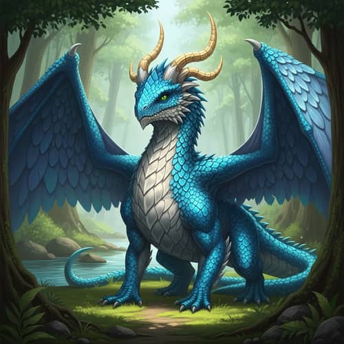 Majestic Fantastical Creature in Serene Forest