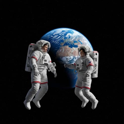Starry Outer Space Conversation: Astronauts Adrift in Celestial Beauty