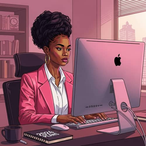 Stunning African Woman Illustration in Modern Office Setting