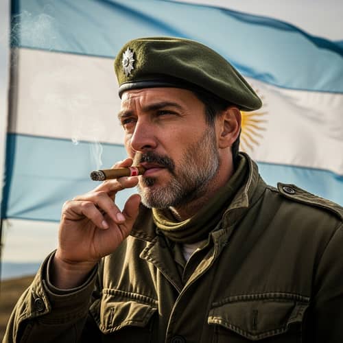Che Guevara Smoking Cigar on Argentinian Flag | Iconic Revolutionary