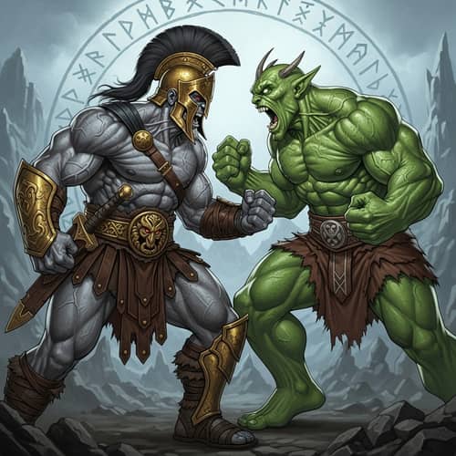 Epic Battle of Titans in Ancient Nordic Land