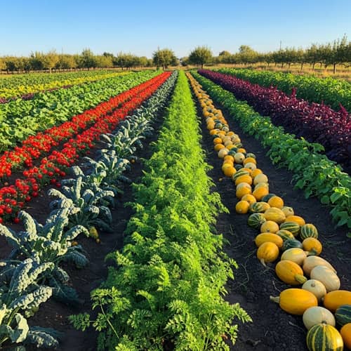 Organic Vegetable Field: Bursting with Colors