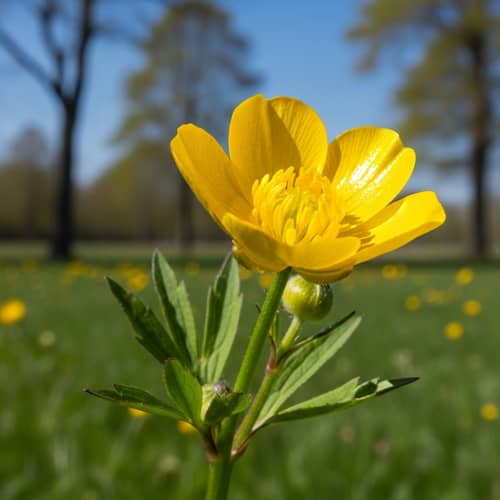 Vibrant Buttercup Bloom in Meadow - Natural Beauty