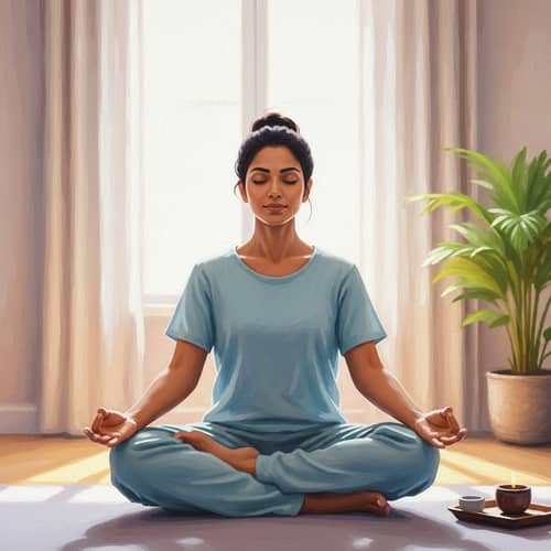 Tranquil South Asian Woman in Meditation Pose | Zen-inspired Retreat