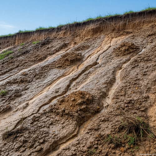 Vivid Soil Erosion Illustration in Simplified Slope Environment