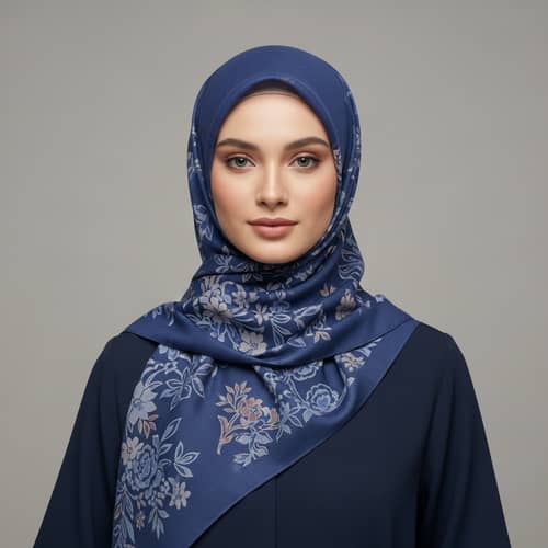Elegant Woman in Blue Hijab - Serene and Confident Look