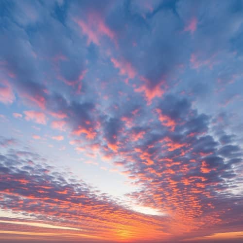 Sunset Sky White-Blue, Pink, Orange Clouds Seamless