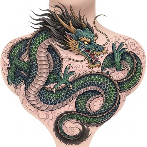 Realistic Shenlong Dragon Tattoo Design for Collarbone