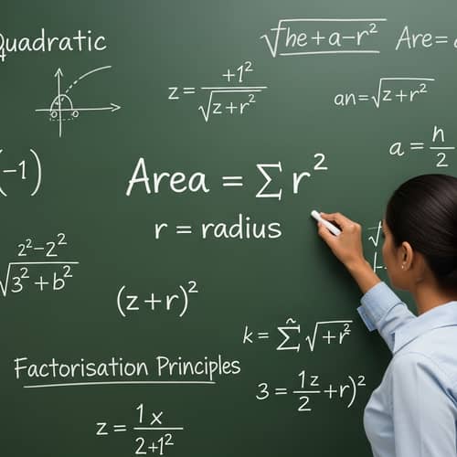Mathematical Formulas: Area of Circle & Algebraic Equations
