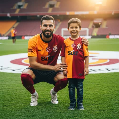 Professional Football Player with Young Fan at Galatasaray Field
