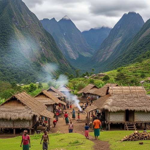 Highlands Village in Serene Papua New Guinea Setting