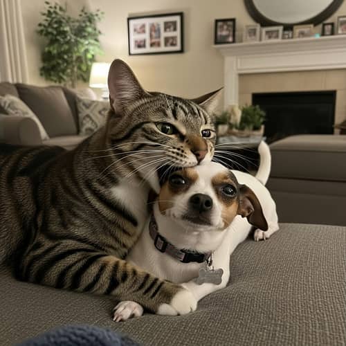 Cat Pretends to Eat Dog: A Playful Friendship