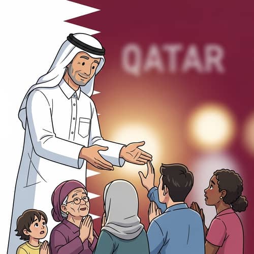 Kind and Generous Qatar Helping Diverse People | Illustration