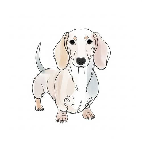 Minimalistic Dachshund Art: Linear Design in Pastel Hues