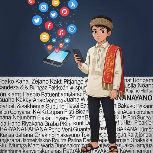 Modern Filipino Boy in Iconic Social Media Scene