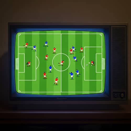 Simple Style Football Match Illustration on Television